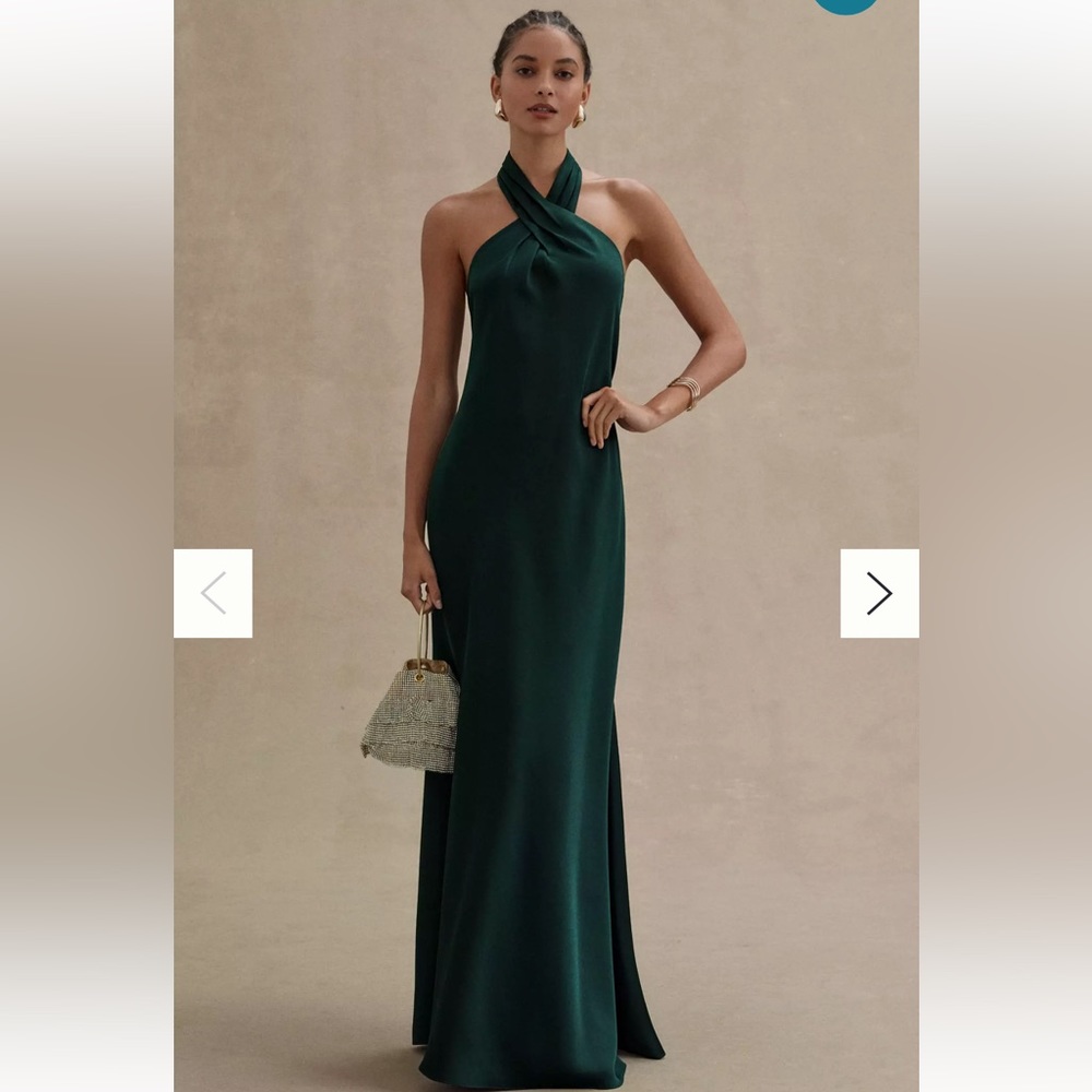 BHLDN Ruby Twist Halter Satin Gown